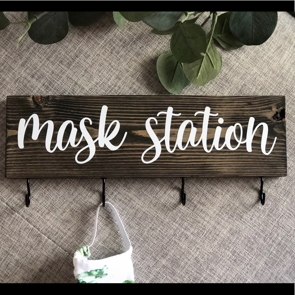 Mask station wall hanger